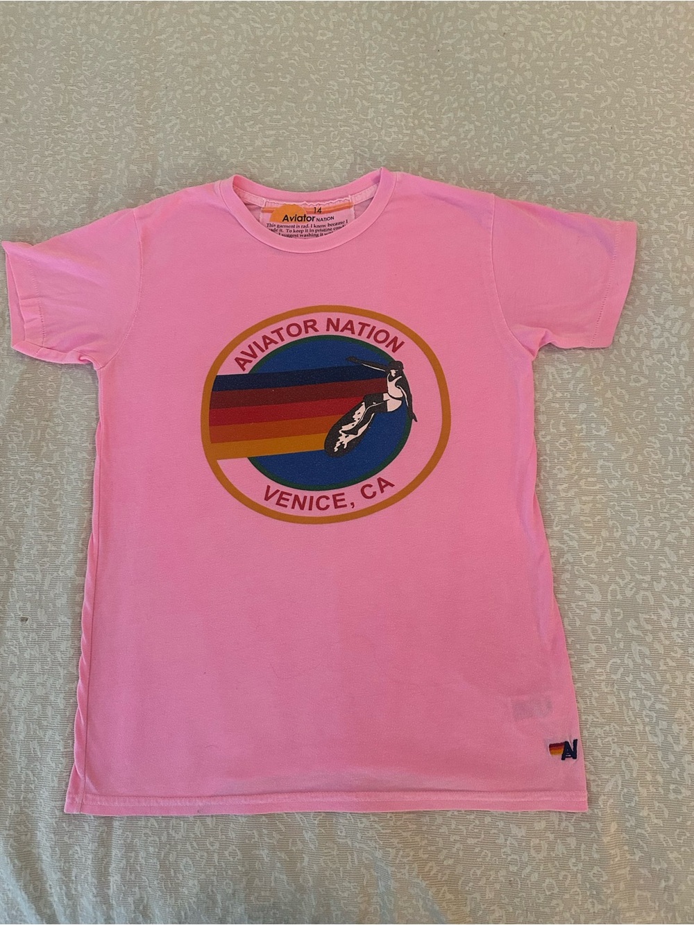 Aviator Nation Kids Pink Venice Circle Logo Tee